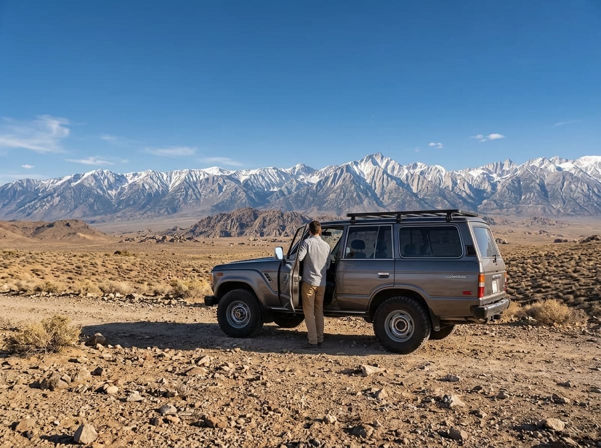 4x4 SUV parked in mountain desert landscape